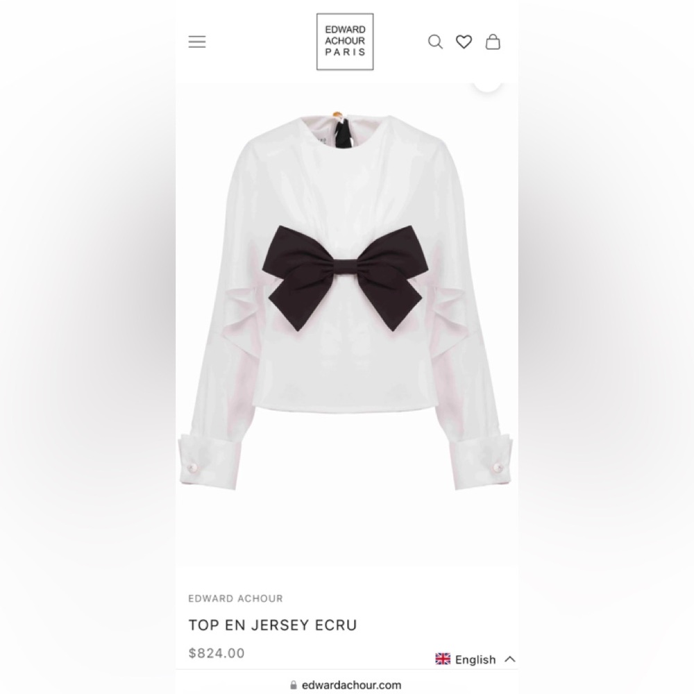 Edward Achour Paris TOP EN JERSEY ECRU